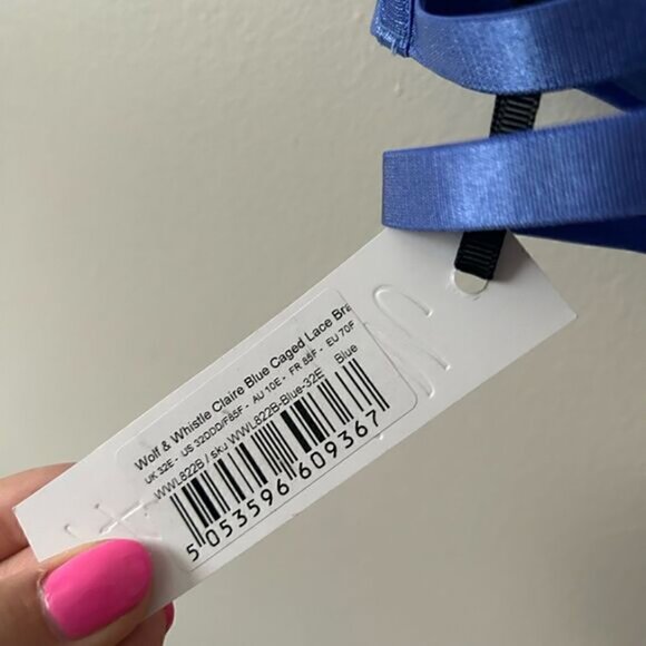 NWT WOLF WHISTLE Claire Blue Caged Lace Bra 32DDD - Picture 3 of 7